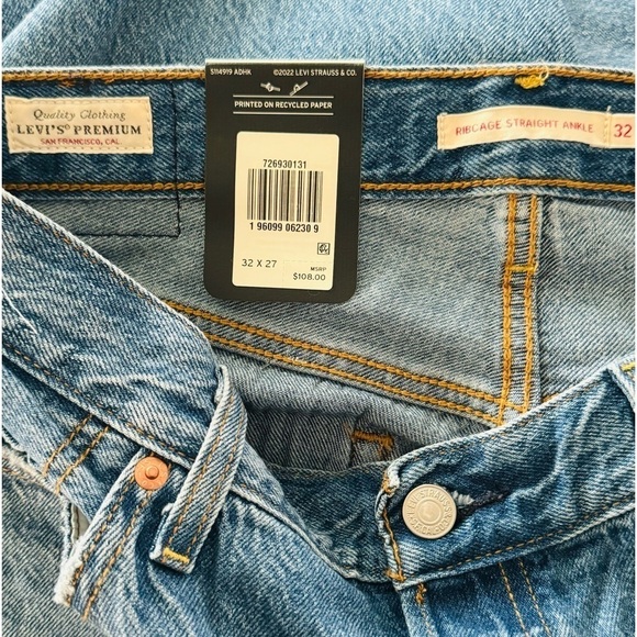 LEVI’S Ribcage Straight Ankle High Waist Distressed Button Fly Jeans NEW - Picture 7 of 9
